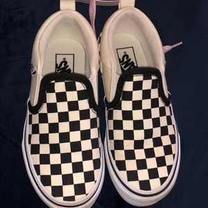 Size 11.5 checkered unisex Vans slip ons